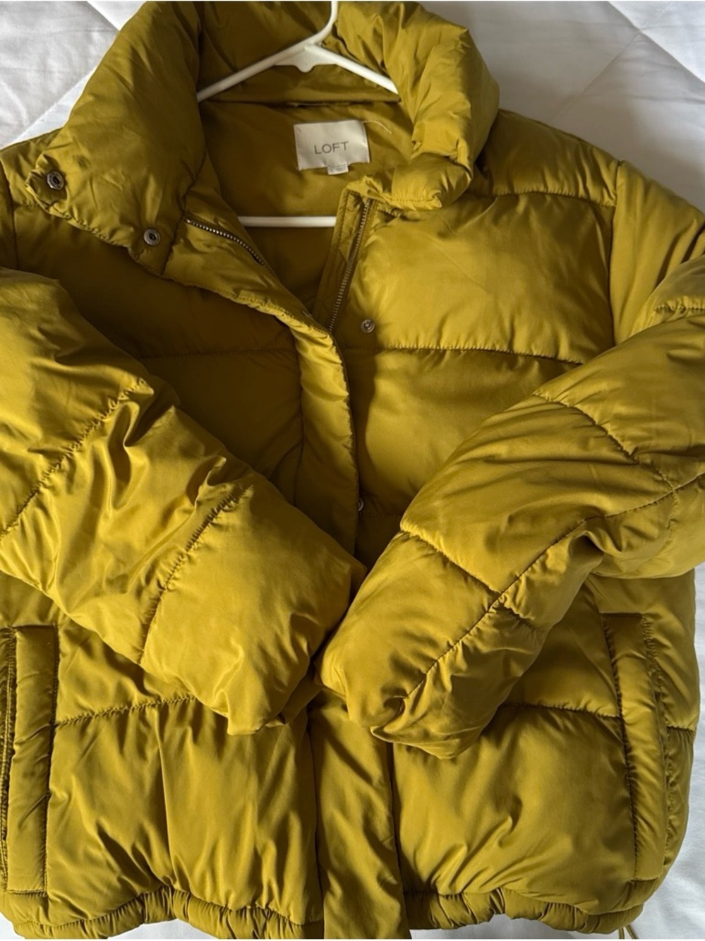 LOFT Olive-Mustard Quilted Puffer Jacket